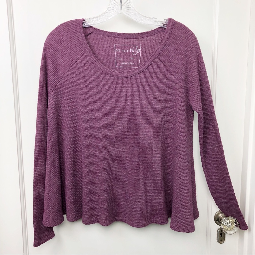 We The Free Free People Purple Thermal Flouncy Top